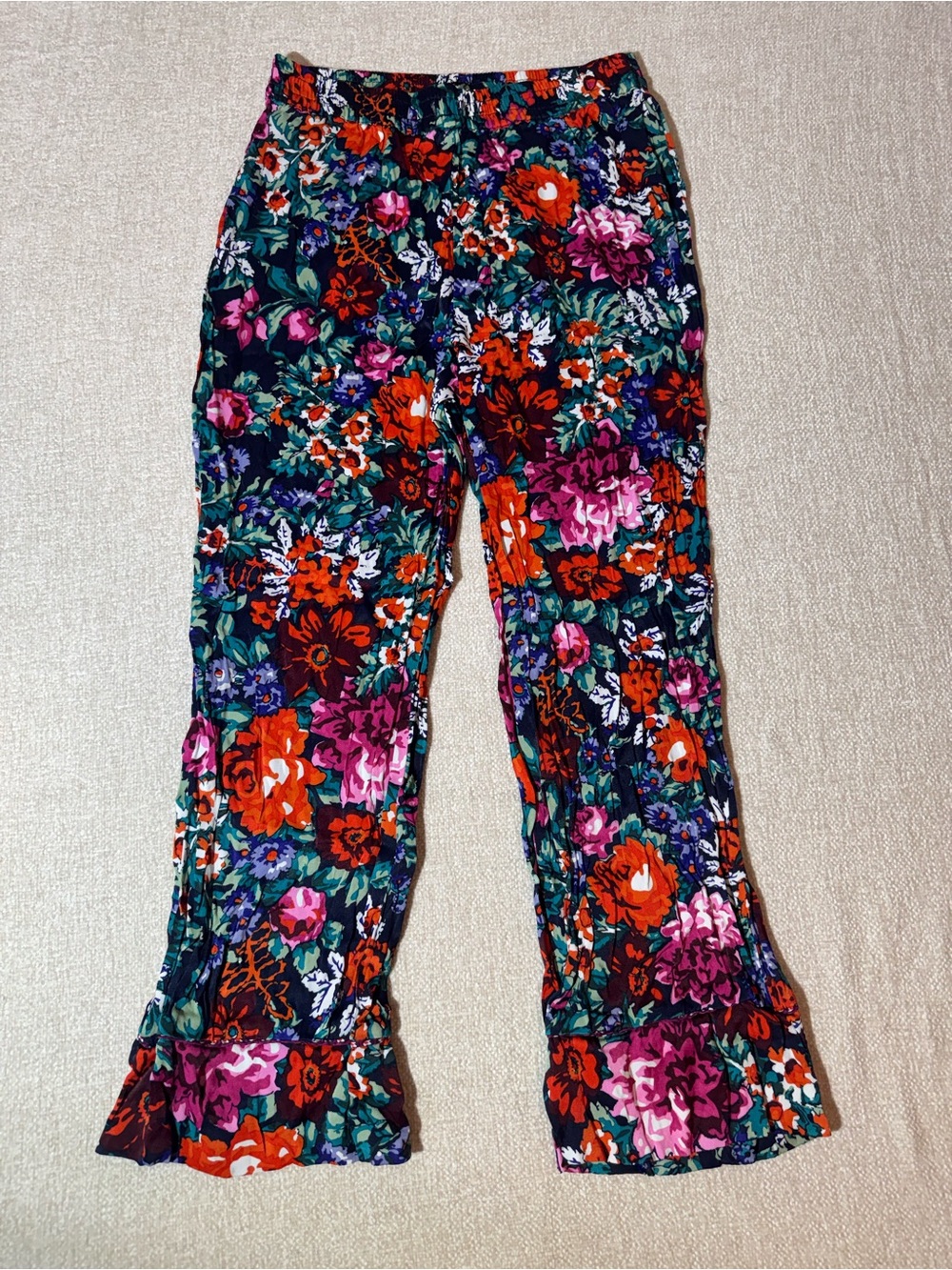 Floreat Anthropologie XS Floral Wide Leg Lounge Pants